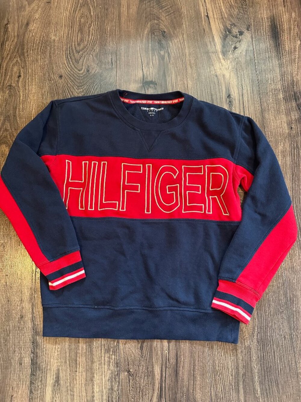 GUC Tommy Hilfiger Sports Women's Gold Embroidered Logo Sweatshirt Size S Small